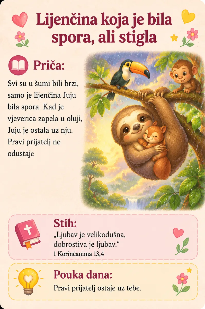Lijenčina koja je bila spora, ali stigla
