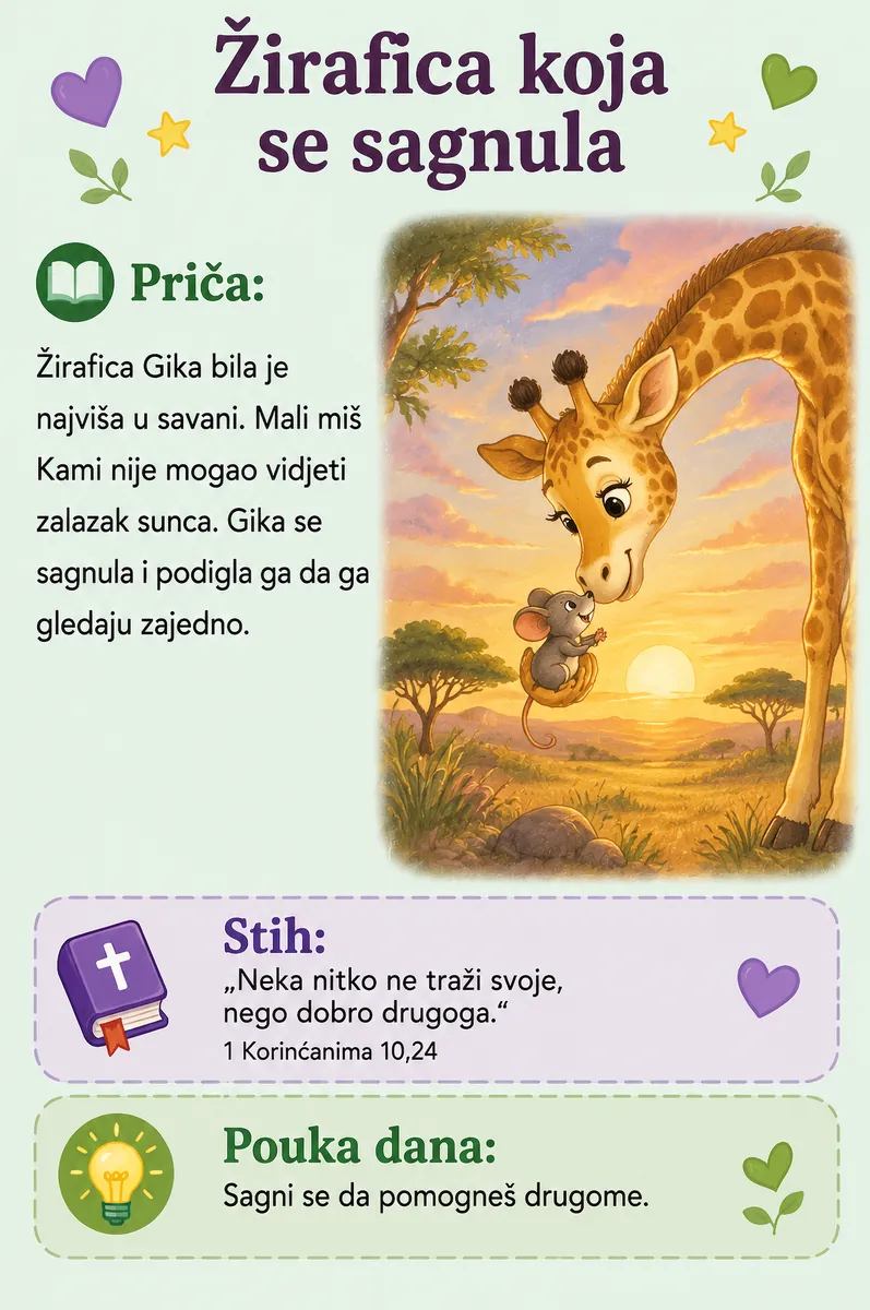 Žirafica koja se sagnula